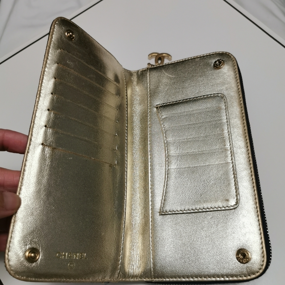 Authentic Chanel Vintage Denim Quilted 2.55 Long Flap Wallet Gold CC Rare Y2K - Picture 4 of 15